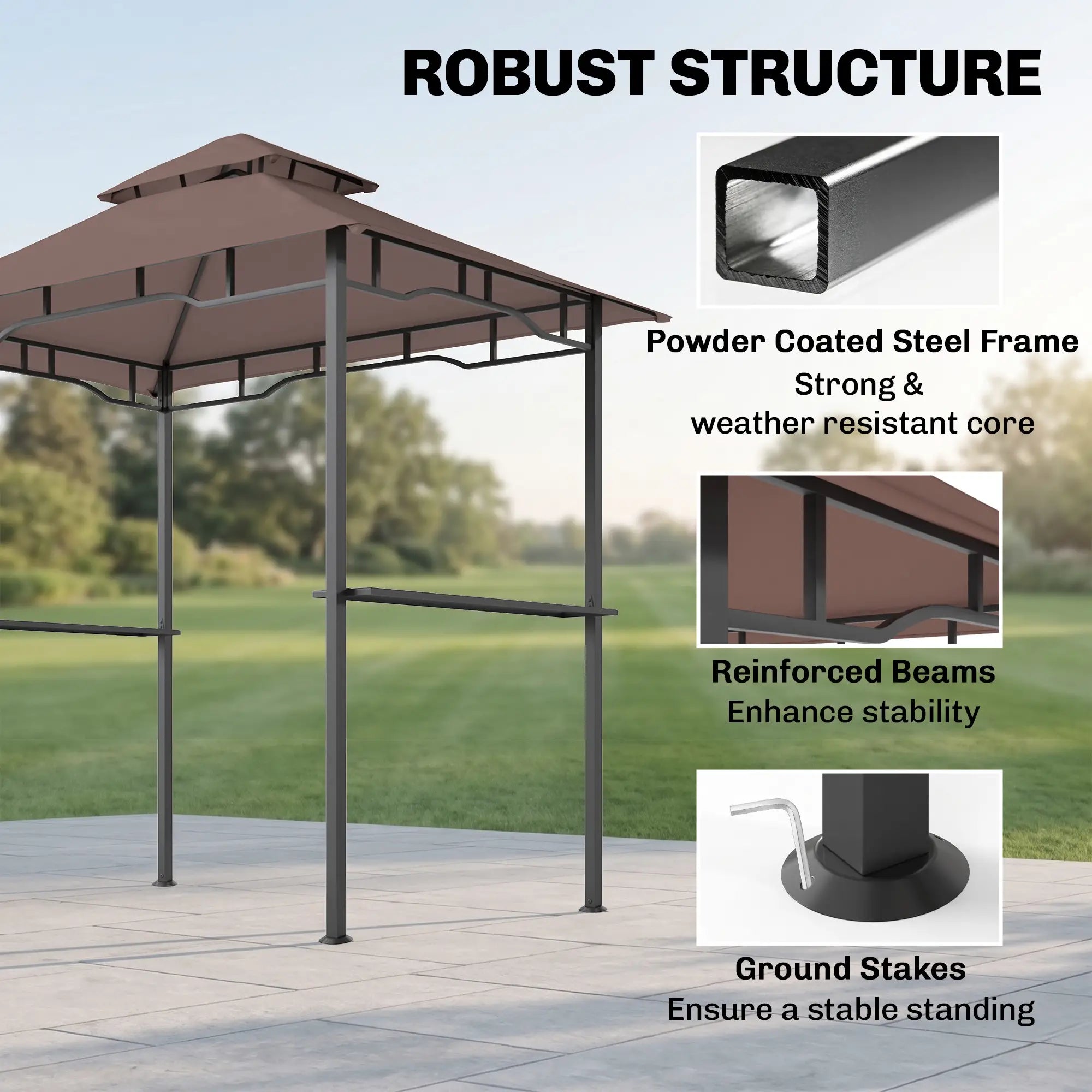 8' x 5' BBQ Grill Gazebo Tent, Double Tiered Canopy, Outdoor Sun Shade BBQ Grill Gazebos at Gallery Canada