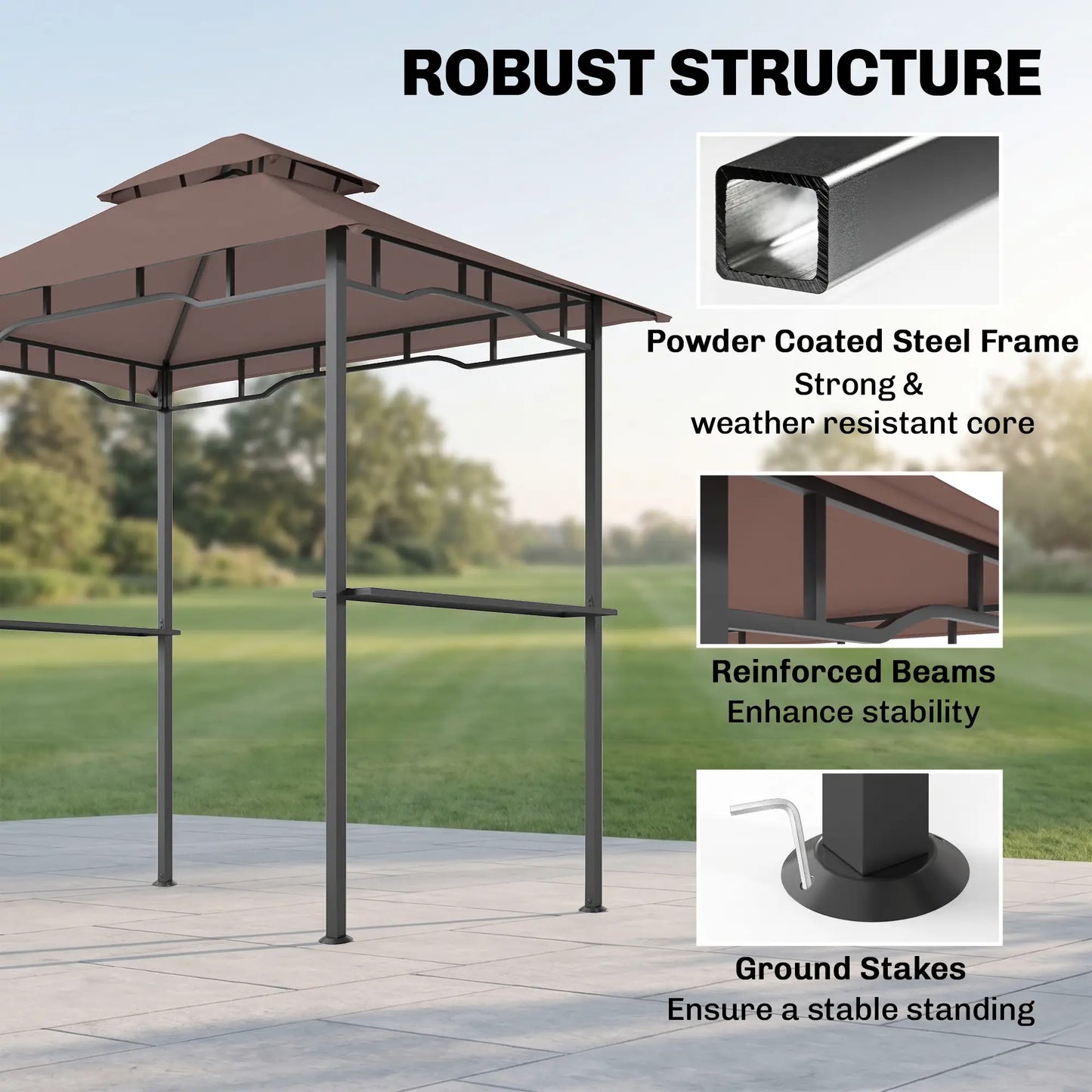 8' x 5' BBQ Grill Gazebo Tent, Double Tiered Canopy, Outdoor Sun Shade BBQ Grill Gazebos at Gallery Canada