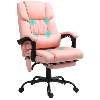 6-Point Vibration Massage Chair, Adjustable Height, Retractable Footrest, Pink Massage Chairs at Gallery Canada