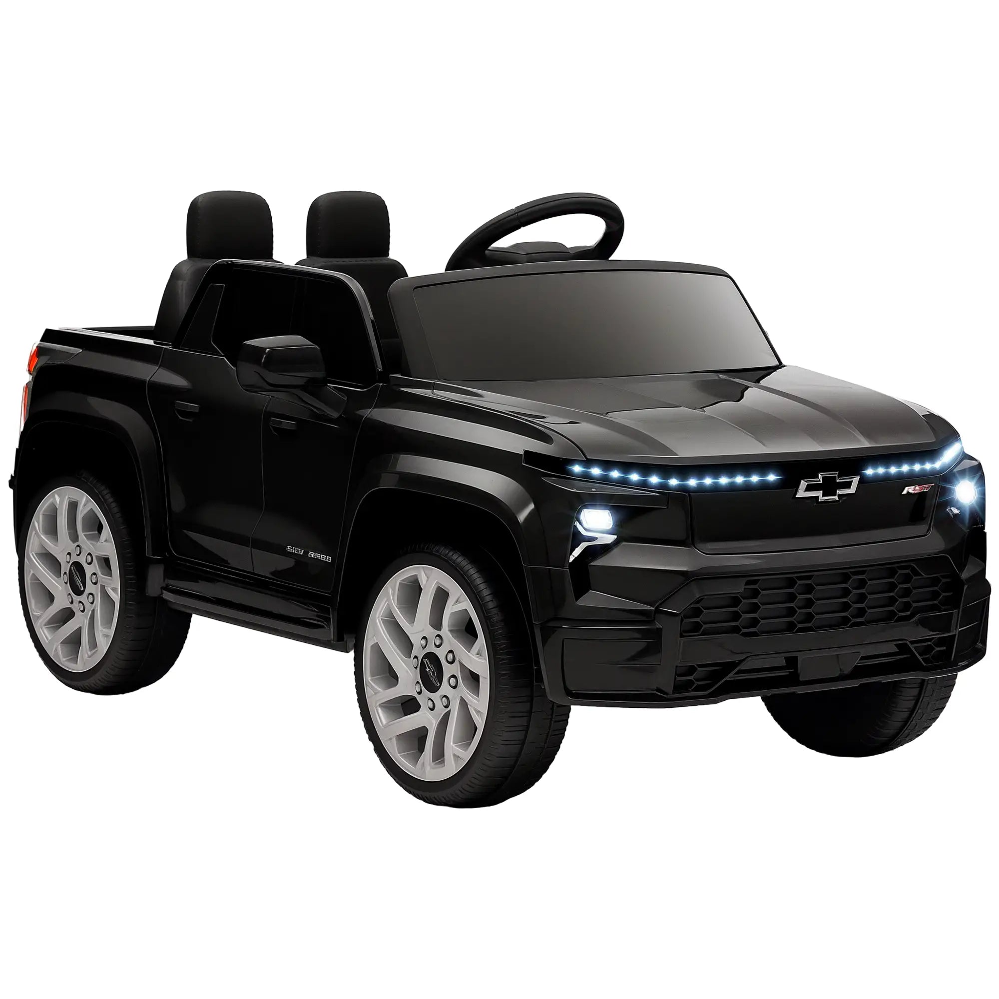 12V Chevrolet Silverado EV RST Licensed Kids Car, Remote, Black Electric Toy Cars at Gallery Canada