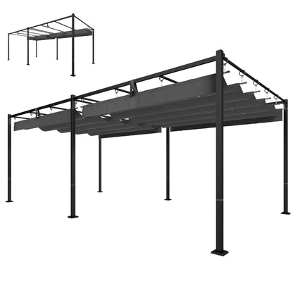 19' x 10' Dark Grey Pergola, Retractable Canopy, UV50+ Sun Shade, Dark Grey Pergolas Dark Grey, Black Grey at Gallery Canada