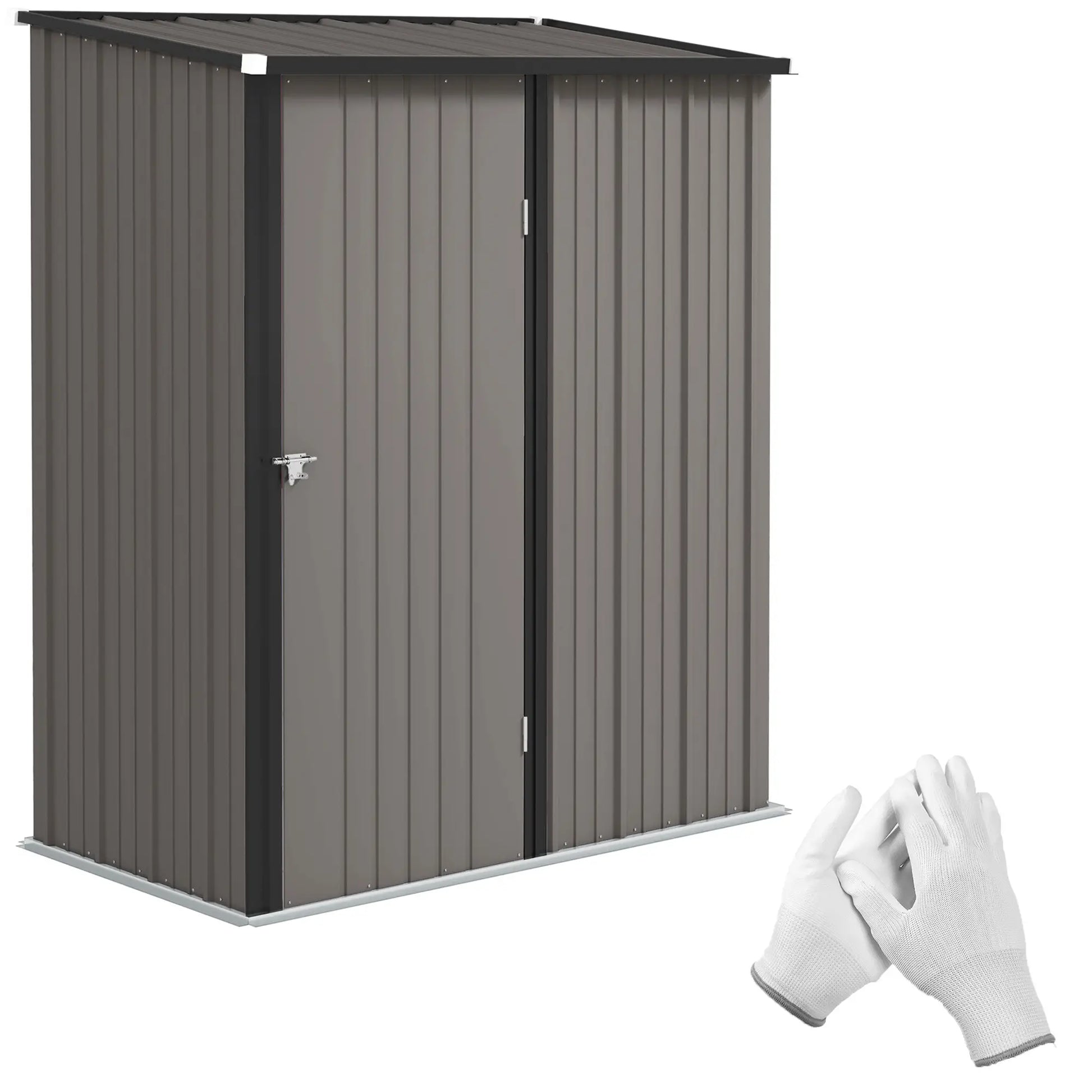 5' x 3' Outdoor Storage Shed, Steel Garden Shed, Lockable Door, Light Grey Sheds Light Grey at Gallery Canada