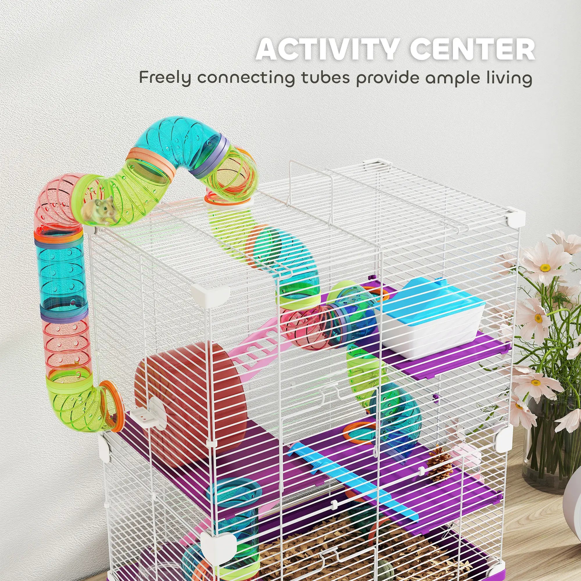 5-Tier Hamster Cage, With Wheels, Tube, Bottle, Dishes, Purple Hamster Cages at Gallery Canada