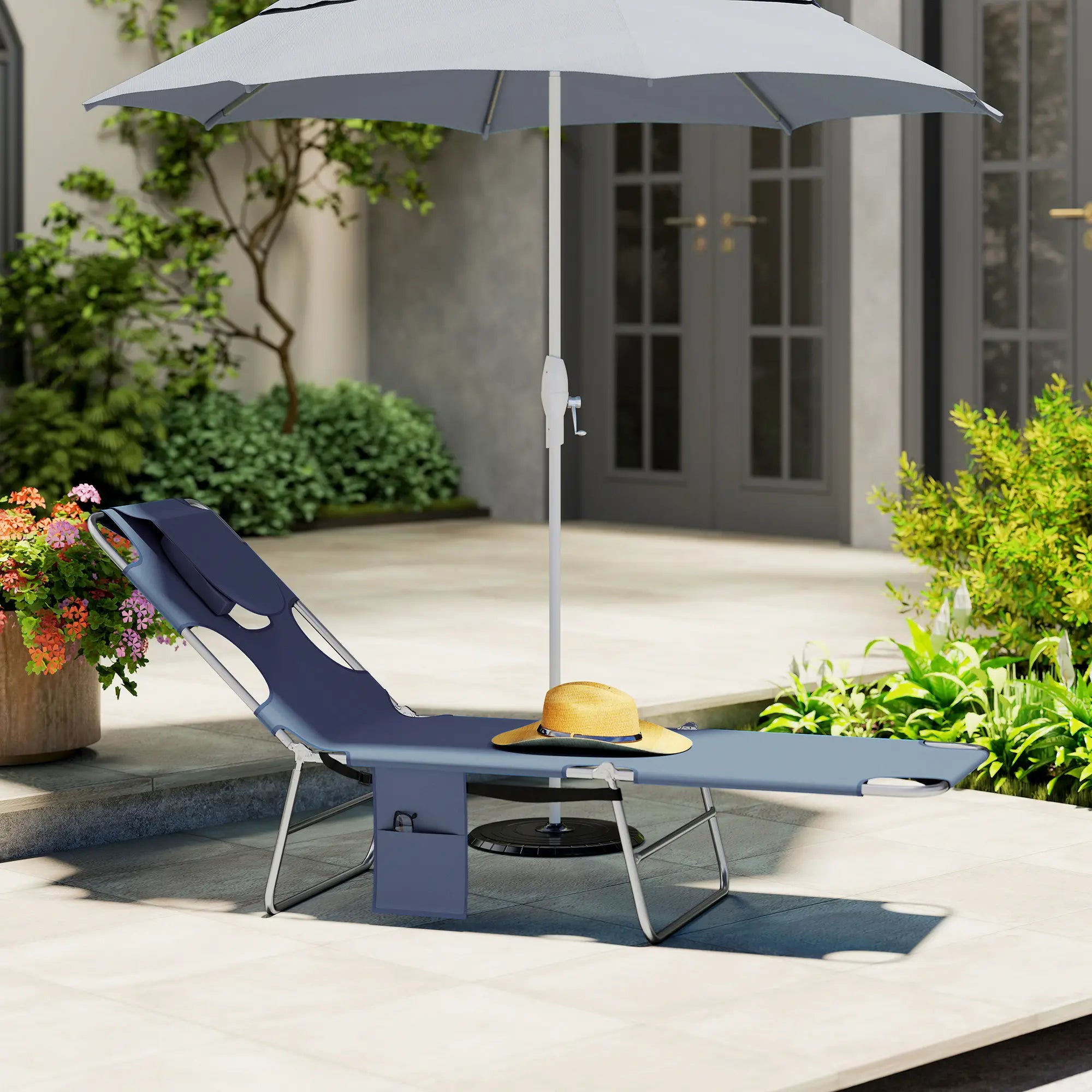Folding Outdoor Lounge Chair, 5-Level Tanning Chair, Grey Lounger Chairs at Gallery Canada
