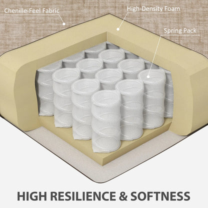 3 Seater Sofa with USB Ports, Cup Holders, Chenille Upholstery, Light Brown 3-Seater Sofas at Gallery Canada