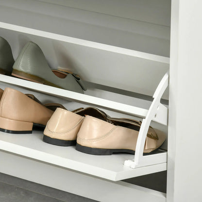 Narrow Shoe Storage, 2 Flip Doors, Adjustable Shelves, Holds 16 Pairs, White Shoe Storage Cabinets & Racks at Gallery Canada