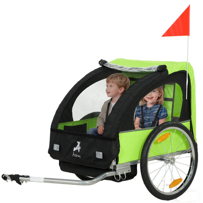 2-Seat Child Bike Trailer, Steel Frame, 5-Point Harness, Green Kids Bike Trailers at Gallery Canada