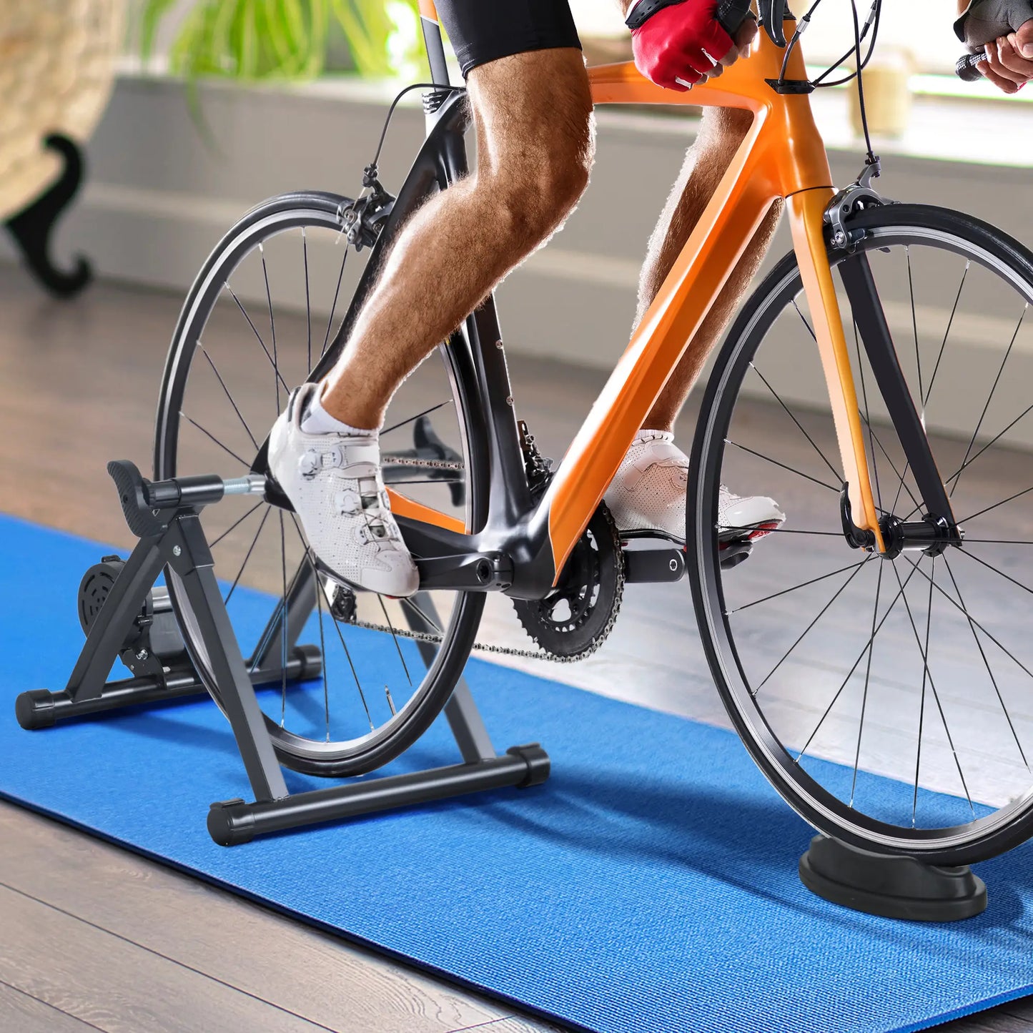 Foldable Indoor Bike Trainer, 26-28" & 700C Wheels, Black Bike Trainer Stands at Gallery Canada