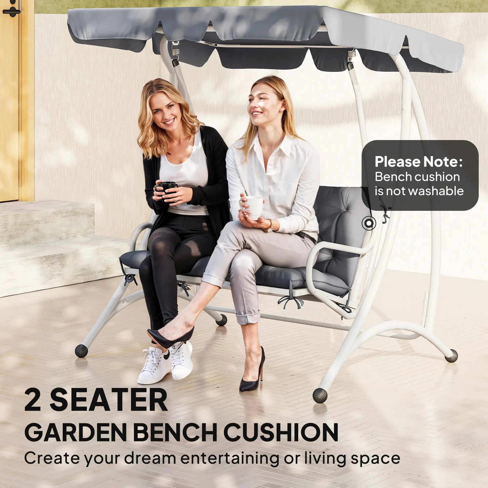 Porch Swing Cushion, Garden Bench Cushion with Backrest, Non-Slip, 39.4