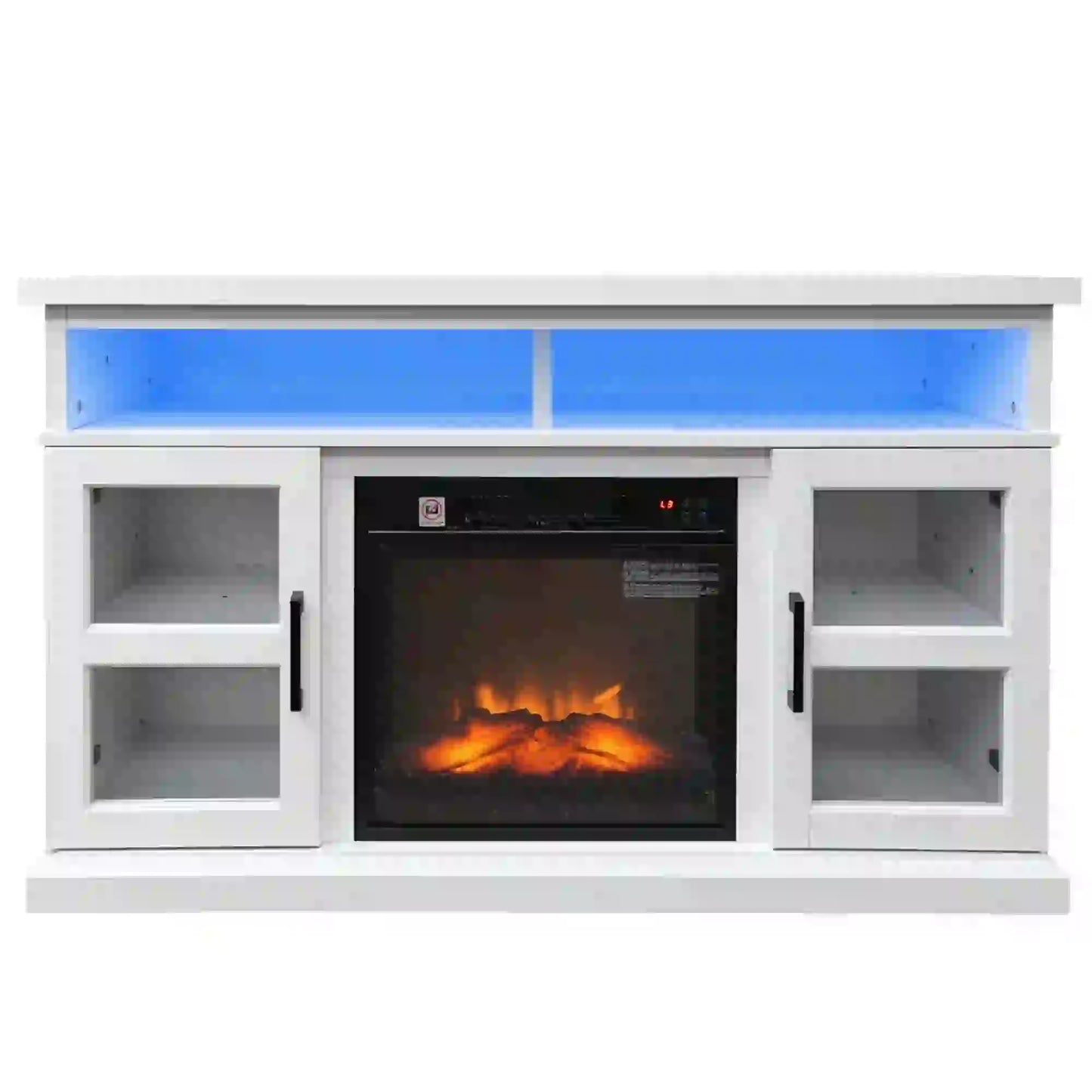 48 Inch Fireplace TV Stand, 3D Flame, Adjustable Shelves, White Electric Fireplaces at Gallery Canada