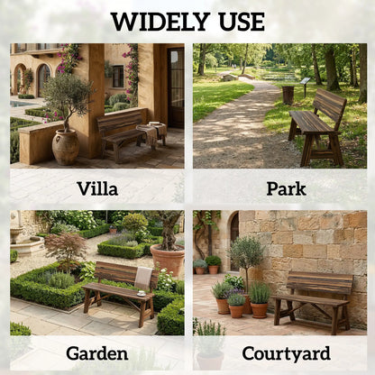 Wooden Garden Bench, 2-Person Patio Loveseat, Carbonized Outdoor Benches at Gallery Canada