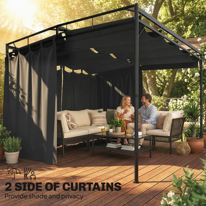 10' x 10' Retractable Pergola Canopy, Metal Garden Gazebo Sun Shade Pergolas at Gallery Canada