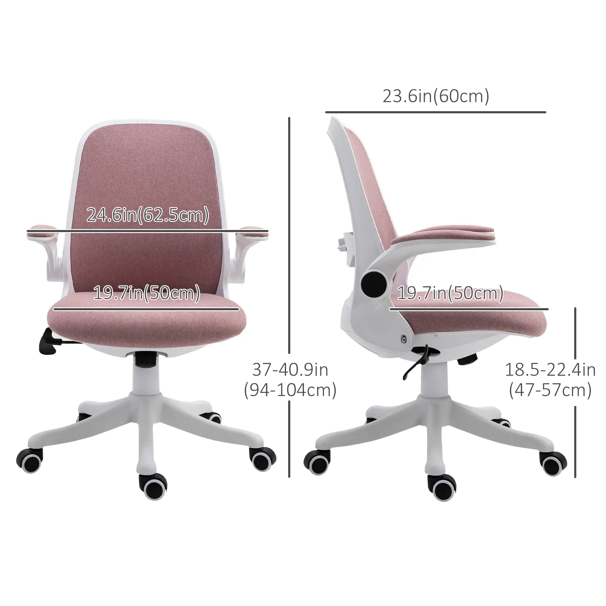 360° Swivel Office Chair, Breathable Fabric, Flip-Up Arms, Adjustable Height, Pink Task Chairs at Gallery Canada