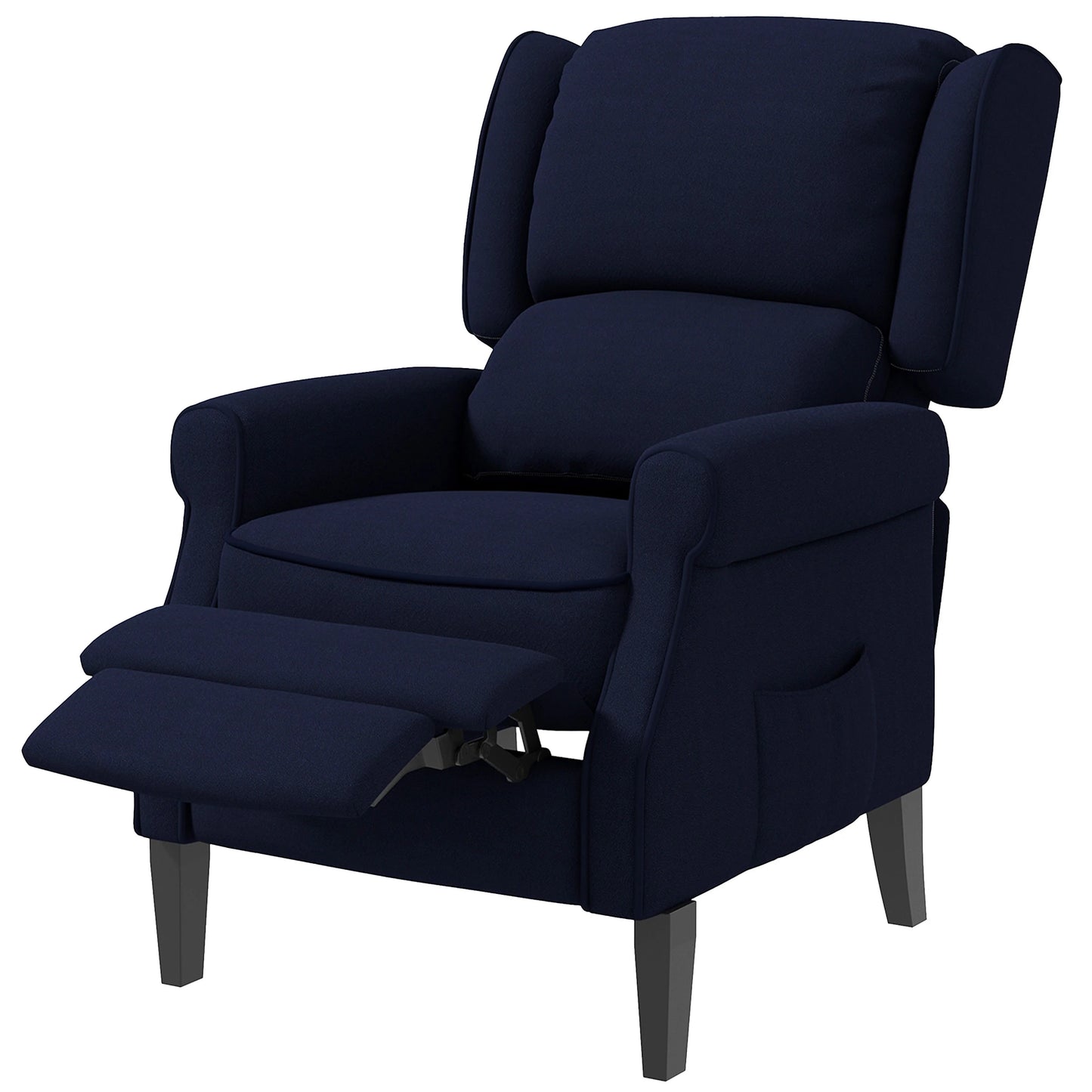 Push Back Recliner Chair, Vibration Massage, Extendable Footrest, Remote, Pocket, Blue Single Sofas at Gallery Canada