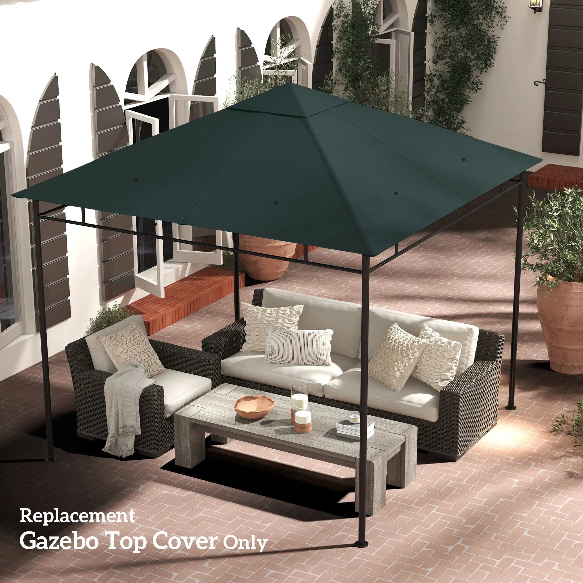 10' X 10' Square Gazebo Canopy Replacement Cover, Green, Charcoal Gazebo Canopy Replacement at Gallery Canada