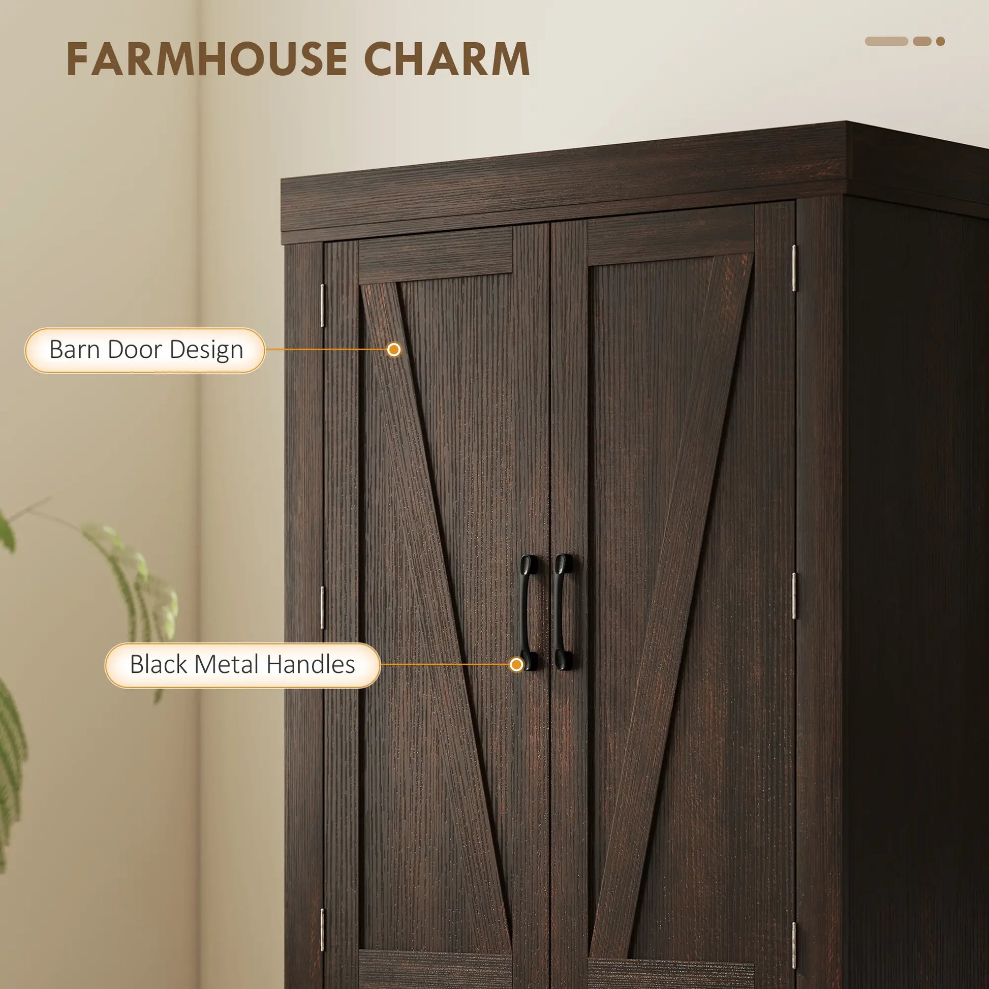 72 Inch Kitchen Pantry Cabinet, Farmhouse Storage, 4 Barn Doors, Brown Kitchen Pantry Cabinets at Gallery Canada