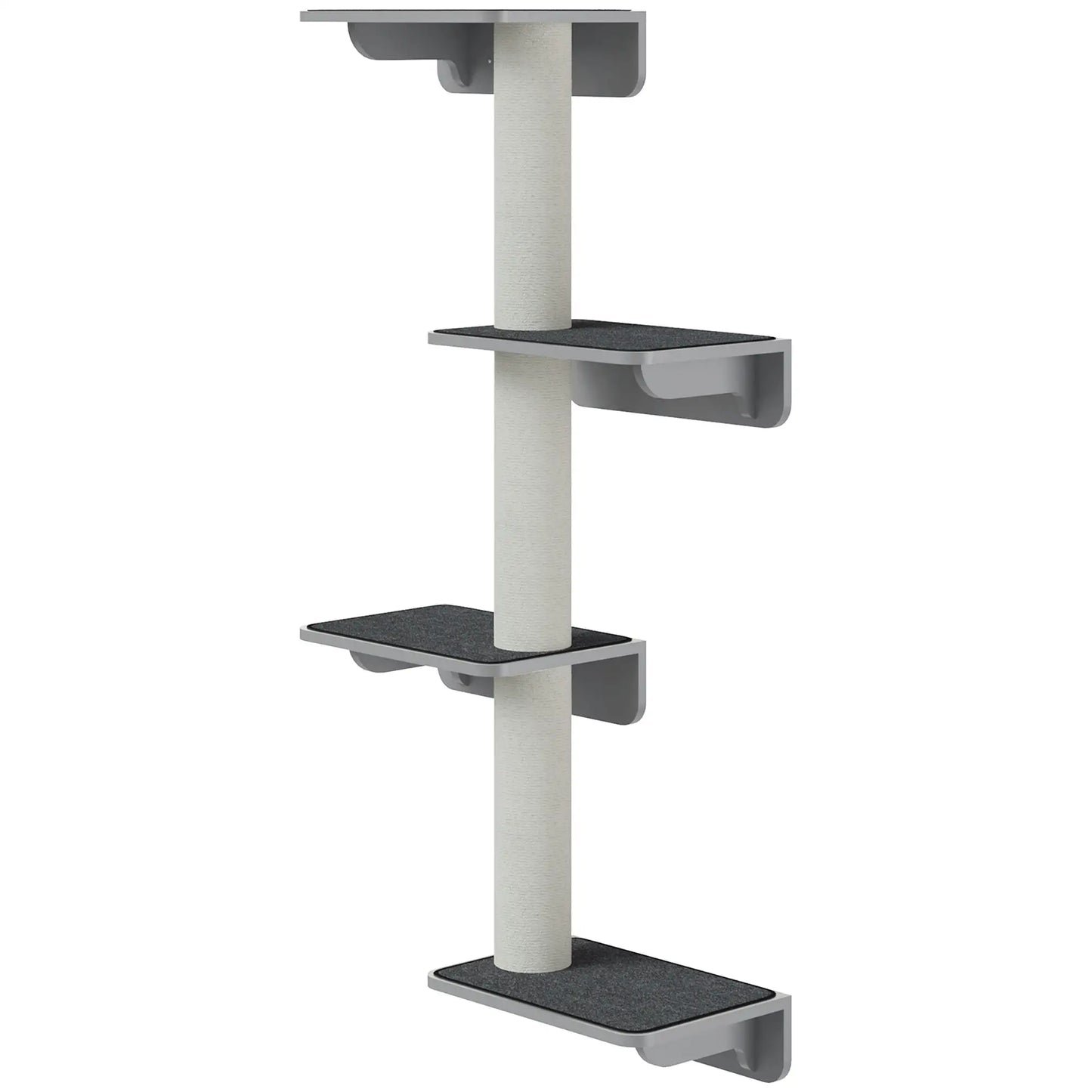 Wall-Mounted Cat Shelf, 4 Platforms, 3 Scratching Posts, Light Grey Cat Climbing Wall Light Grey at Gallery Canada