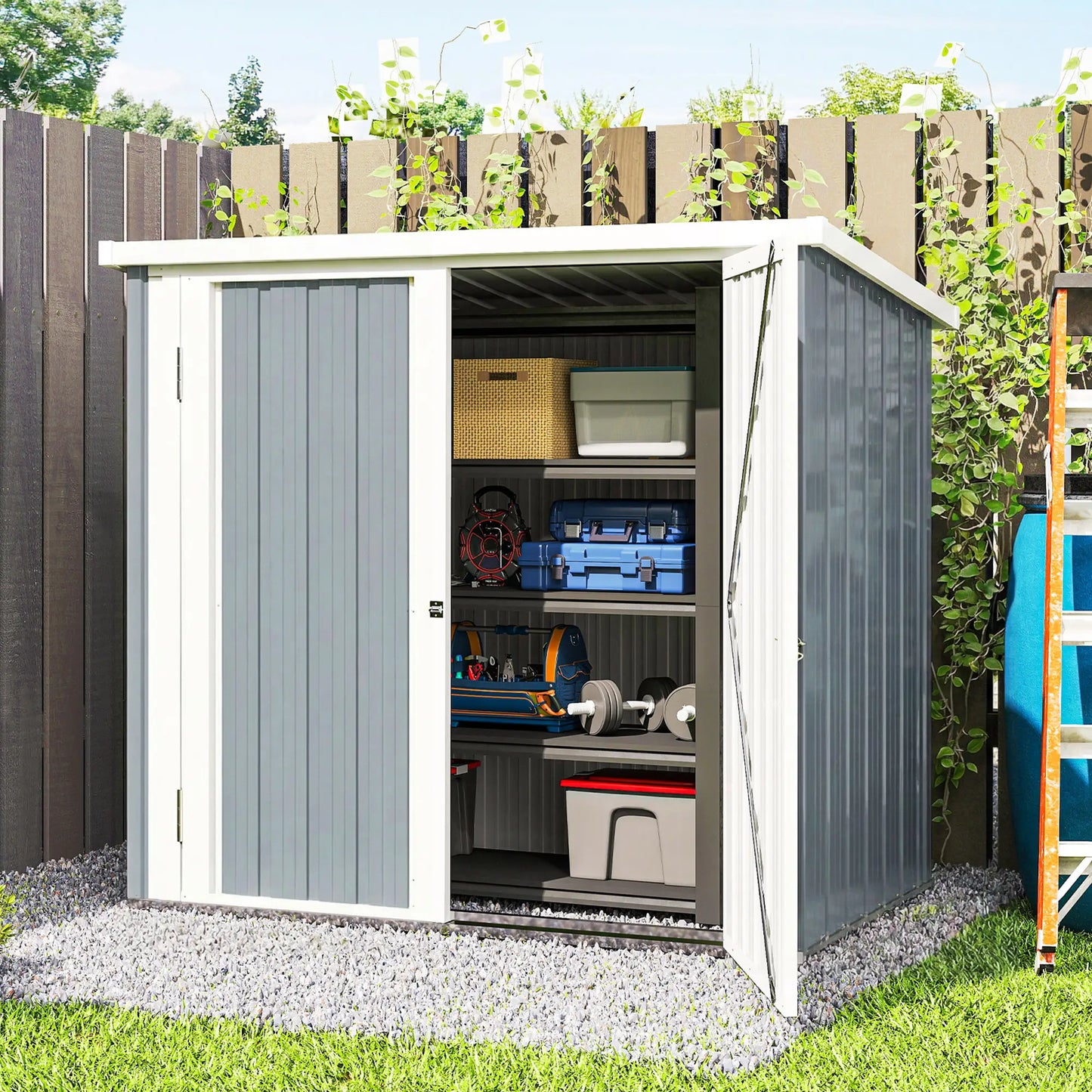 5' x 3' Metal Garden Storage Shed, Tool House With Double Doors Sheds at Gallery Canada