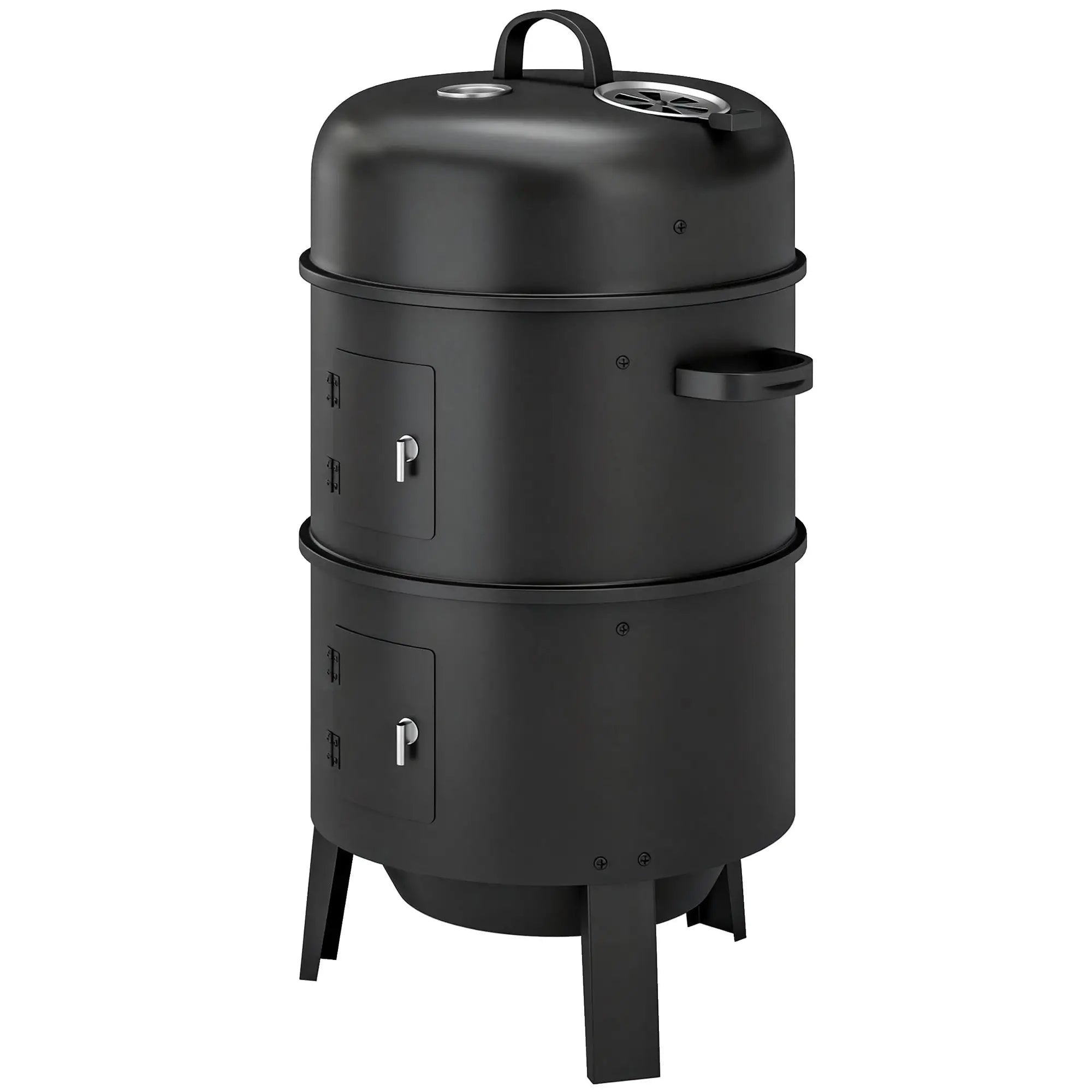 Vertical Charcoal Smoker, 2 Grill Grates, Thermometer, Vents, 2 Doors, Charcoal Charcoal BBQ Grils Black at Gallery Canada
