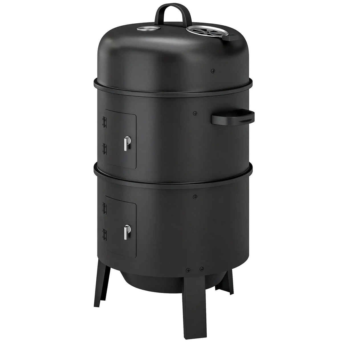 Vertical Charcoal Smoker, 2 Grill Grates, Thermometer, Vents, 2 Doors, Charcoal Charcoal BBQ Grils Black at Gallery Canada