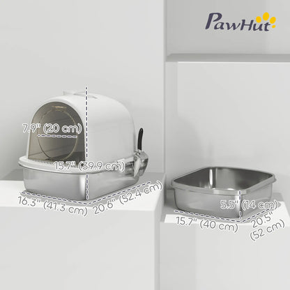 Enclosed Stainless Steel Litter Box, Metal, with Scoop, Deodorizer Bag, Handle Cat Litter Box Enclosures at Gallery Canada