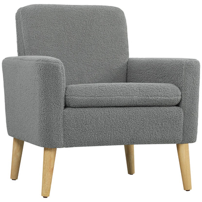 Modern Fabric Accent Chair, Upholstered Armchair with Wood Legs, Grey Accent Chairs at Gallery Canada