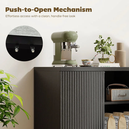 Sideboard Buffet Cabinet Set Of 2, Kitchen Cabinet, Distressed Black Grey Bar Cabinets at Gallery Canada