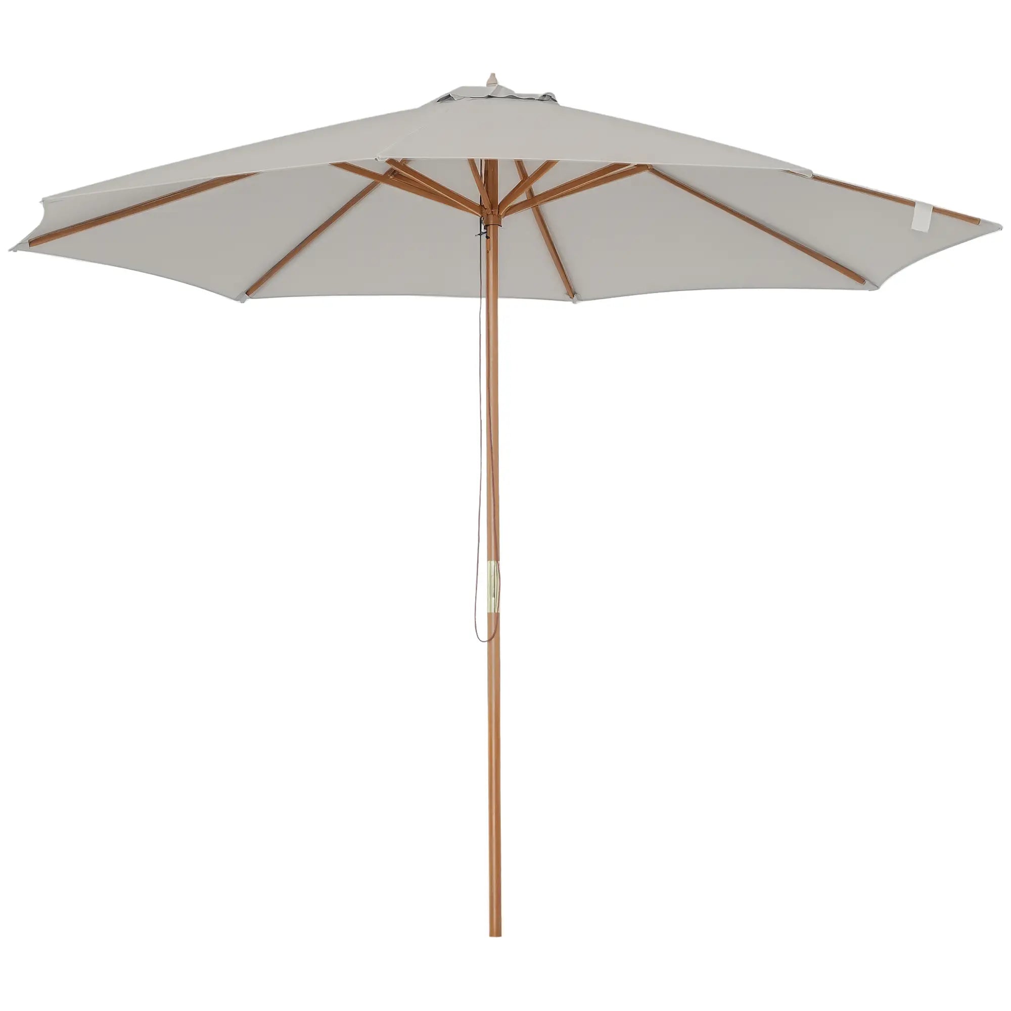 10' x 8' Wooden Patio Umbrella, Bamboo Rib Sunshade, Grey Sun Umbrellas at Gallery Canada