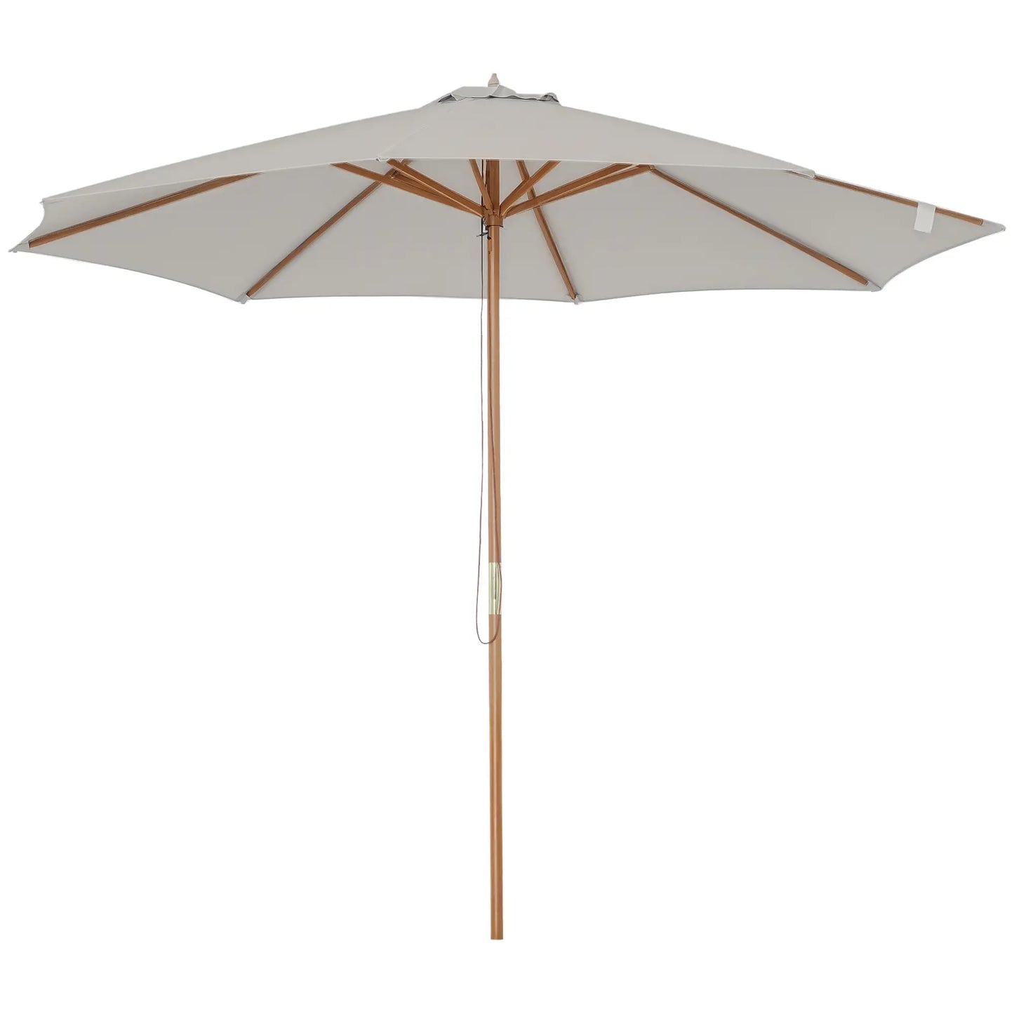 10' x 8' Wooden Patio Umbrella, Bamboo Rib Sunshade, Grey Sun Umbrellas at Gallery Canada