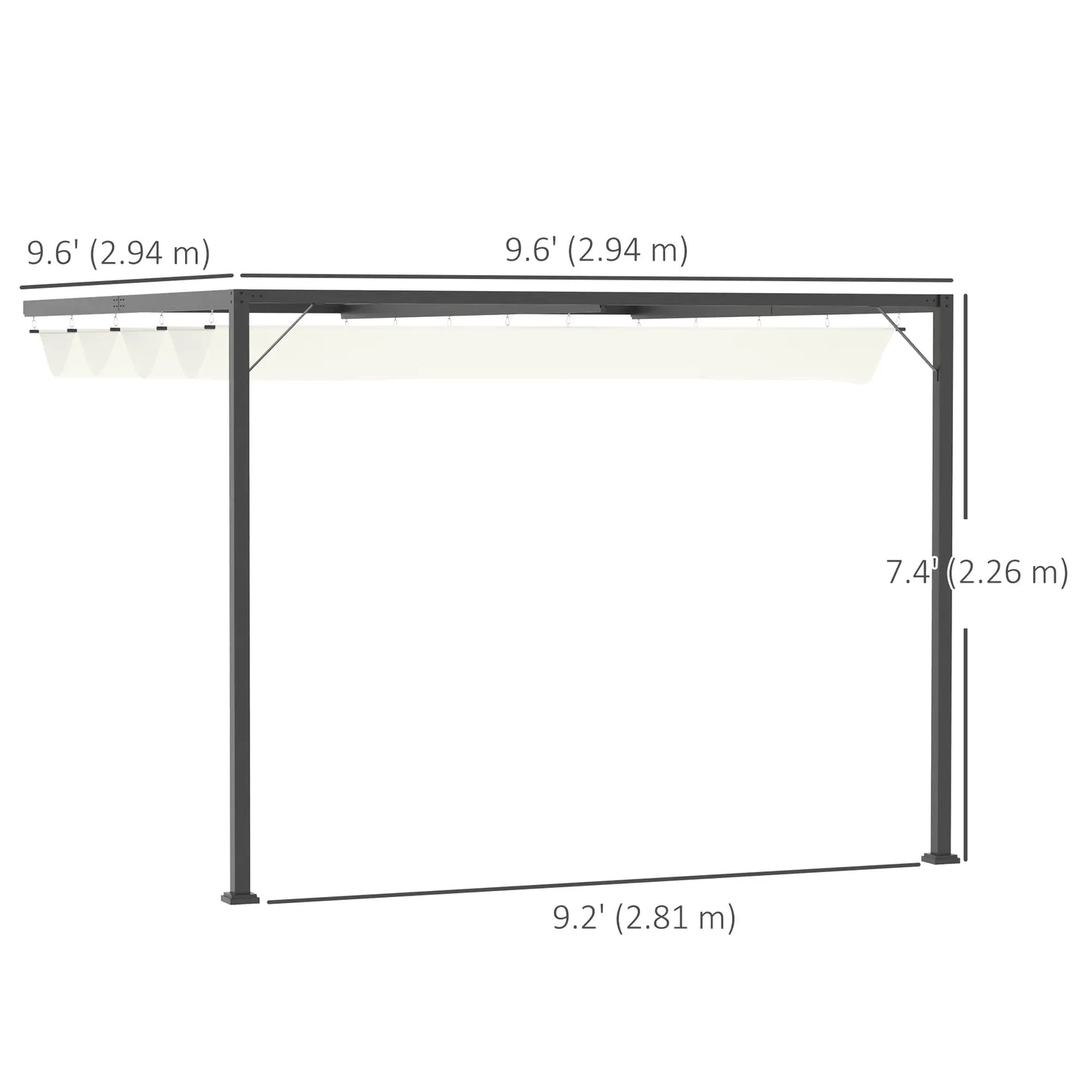 10'x10' Outdoor Pergola Gazebo, Retractable Canopy, Metal Frame, Cream White Pergolas at Gallery Canada