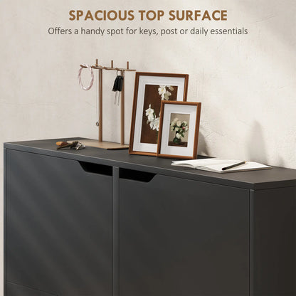 Narrow Shoe Cabinet, 4 Flip Drawers, Adjustable Shelves, 16 Pairs, Black Shoe Storage Cabinets & Racks at Gallery Canada