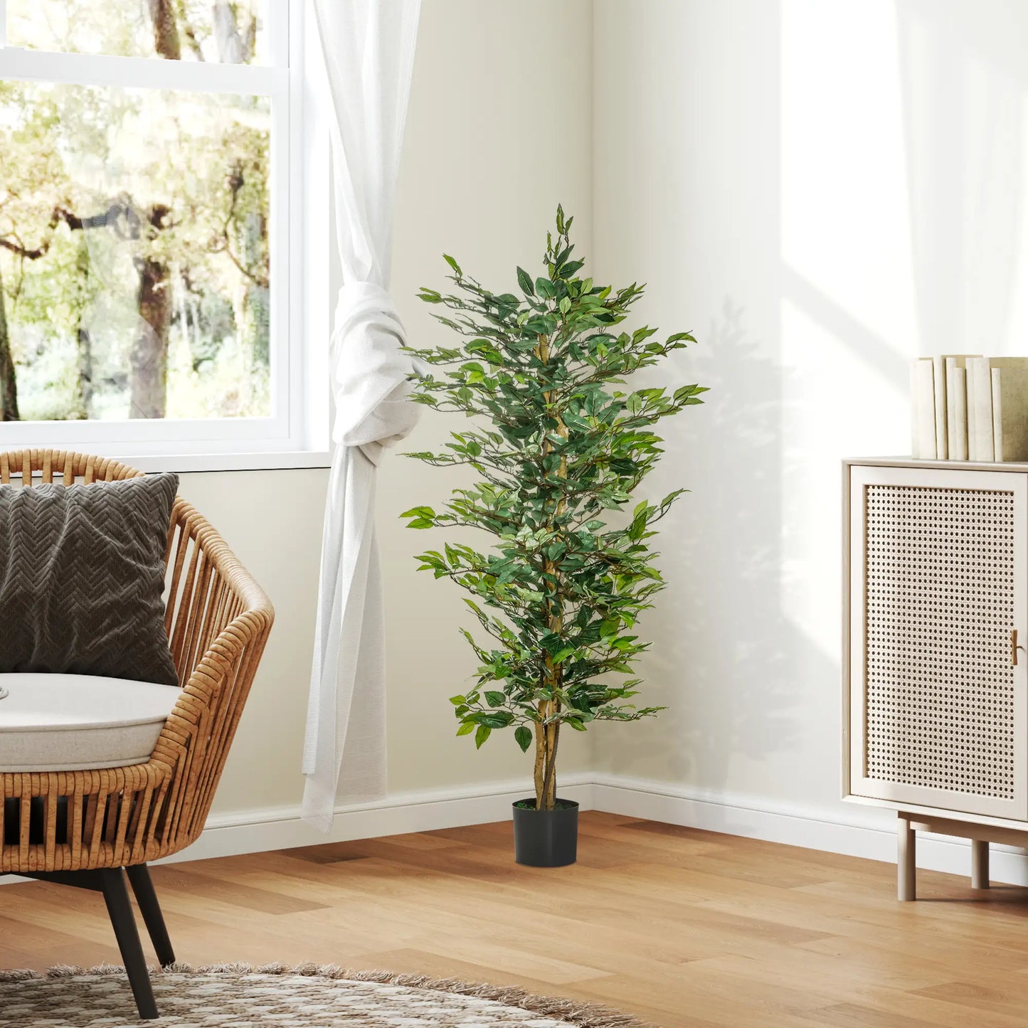 5FT Artificial Ficus Tree, Fake Plant in Nursery Pot, Indoor Decor Artificial Trees at Gallery Canada