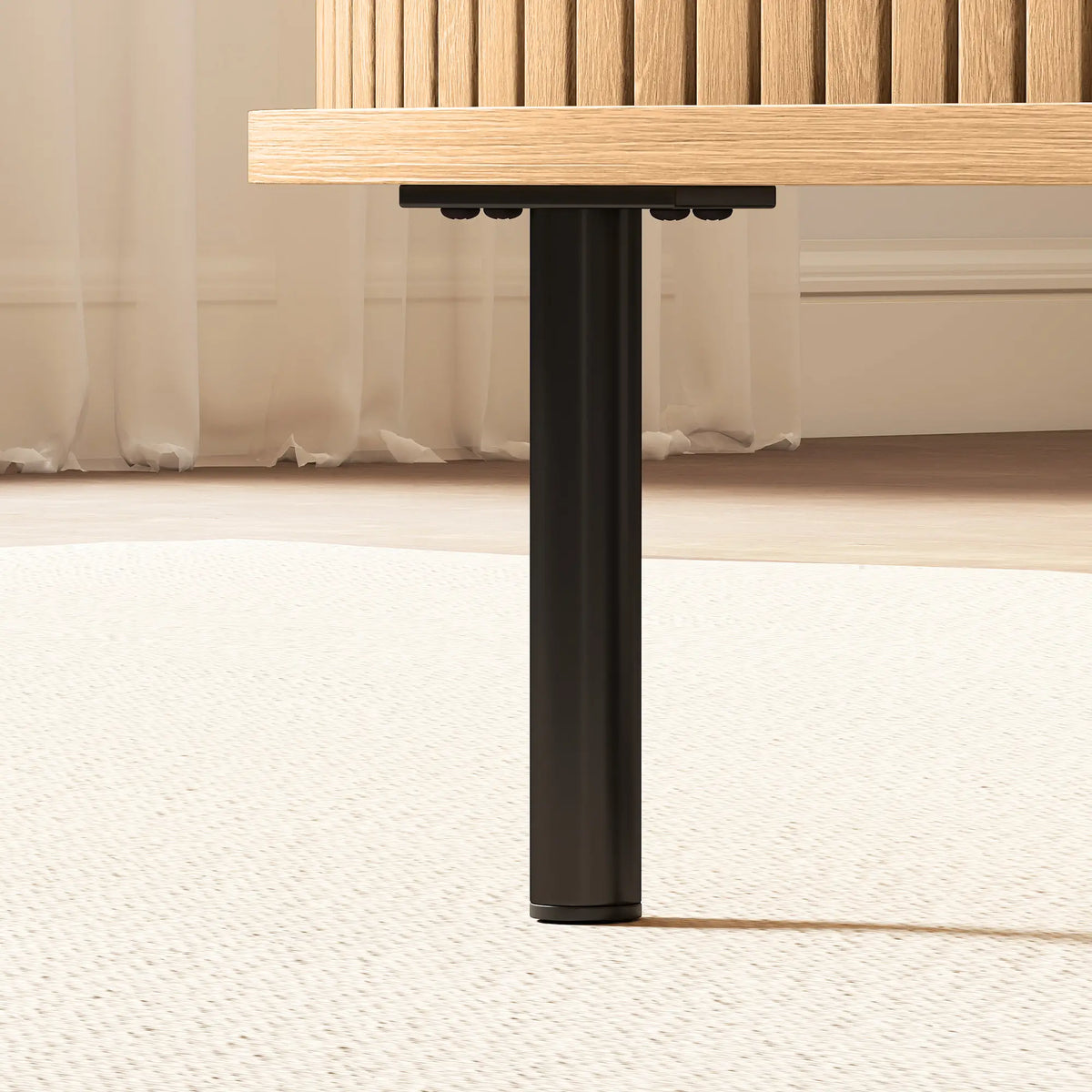 Coffee Table with Sliding Tambour Doors and Storage Center Table with Metal Legs, 39", Natural Coffee Tables at Gallery Canada