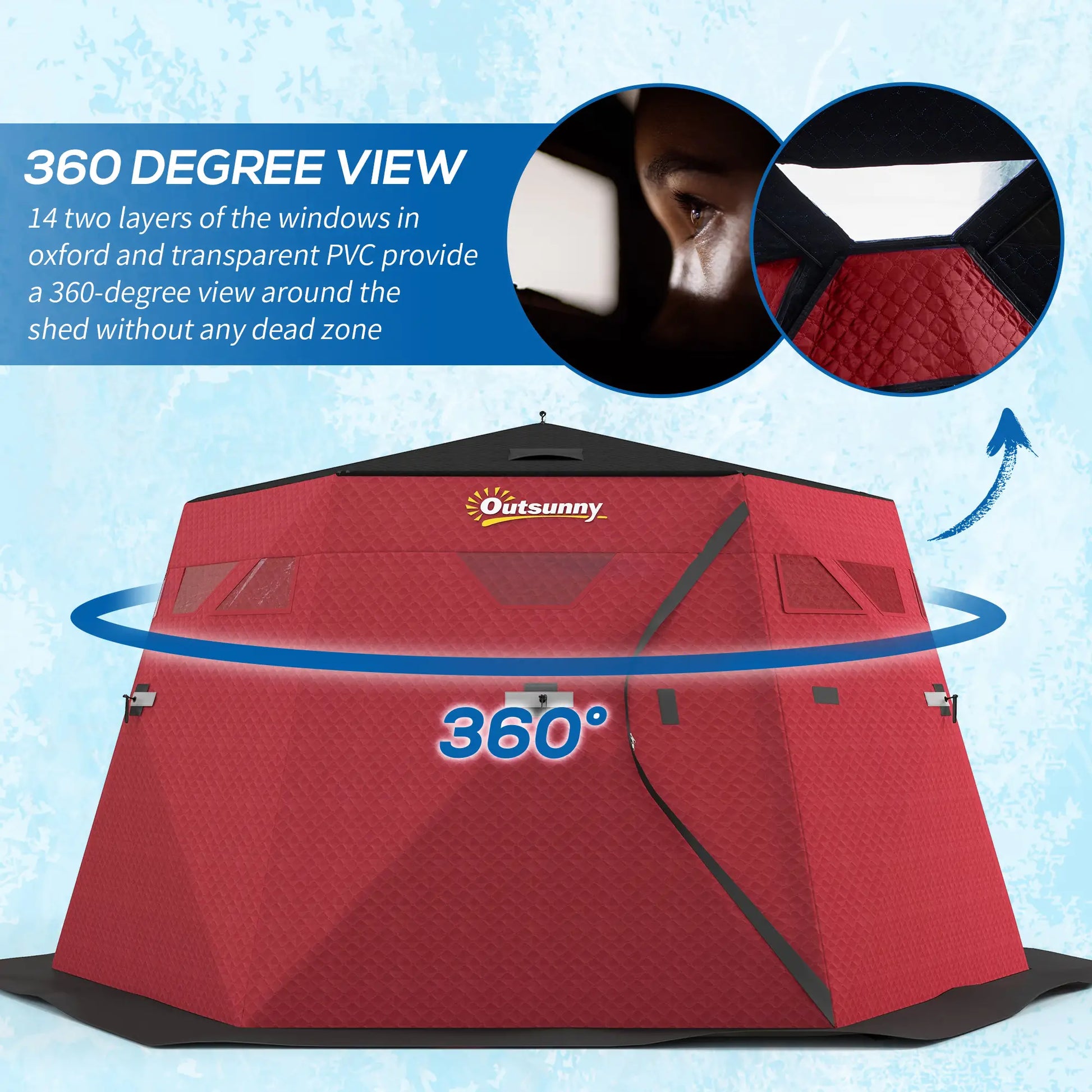 4 Person Insulated Ice Fishing Shelter, Pop-Up Tent with Carry Bag, Red Ice Fishing Tents at Gallery Canada