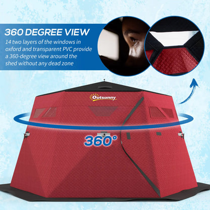 4 Person Insulated Ice Fishing Shelter, Pop-Up Tent with Carry Bag, Red Ice Fishing Tents at Gallery Canada