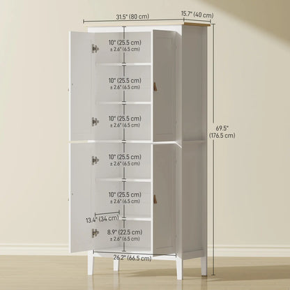 69.5" Tall Kitchen Pantry Cabinet, Motion Sensor LED Light, White Kitchen Pantry Cabinets at Gallery Canada