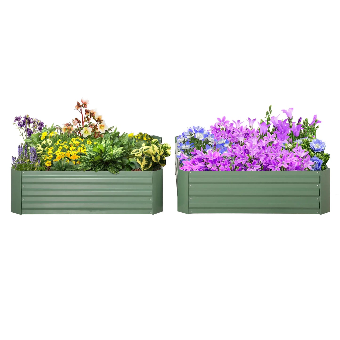 39" x 39" x 12" Raised Garden Bed Set, Elevated Planter Box, Galvanized Steel Frame Galvanized Planter Boxes Green at Gallery Canada