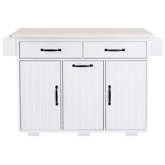 Kitchen Island with Tilt-Out Trash Cabinet, Adjustable Shelf, 51" L x 20" W x 35" H, White Kitchen Islands & Kitchen Carts White at Gallery Canada
