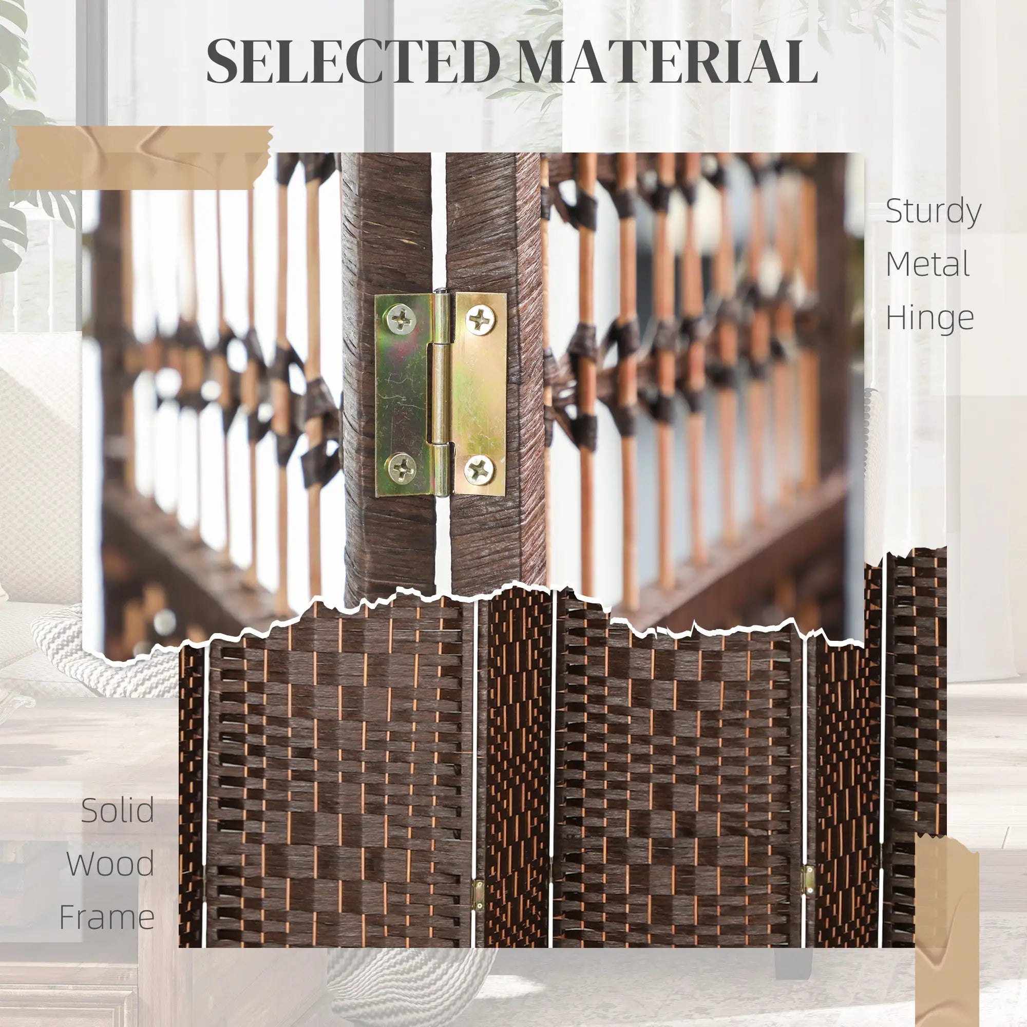 8 Panel Folding Room Divider, Portable Privacy Screen, Brown Room Dividers at Gallery Canada