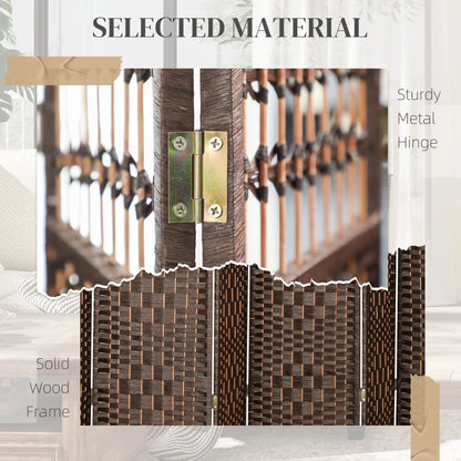 8 Panel Folding Room Divider, Portable Privacy Screen, Brown Room Dividers at Gallery Canada