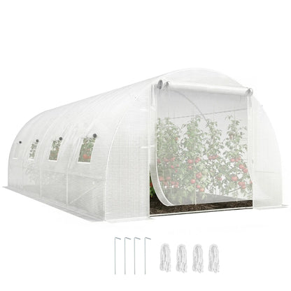 Walk-in Tunnel Greenhouse, 20'x10'x7', Mesh Door, PE Cover, White Tunnel Greenhouses at Gallery Canada