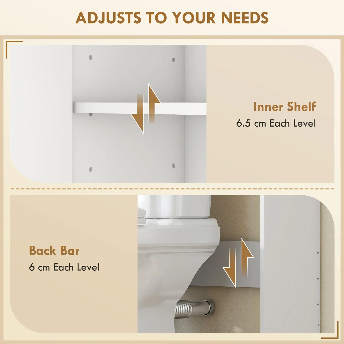 Adjustable Over Toilet Storage Shelf, White Oak, 24 Inch, White Over The Toilet Storage at Gallery Canada