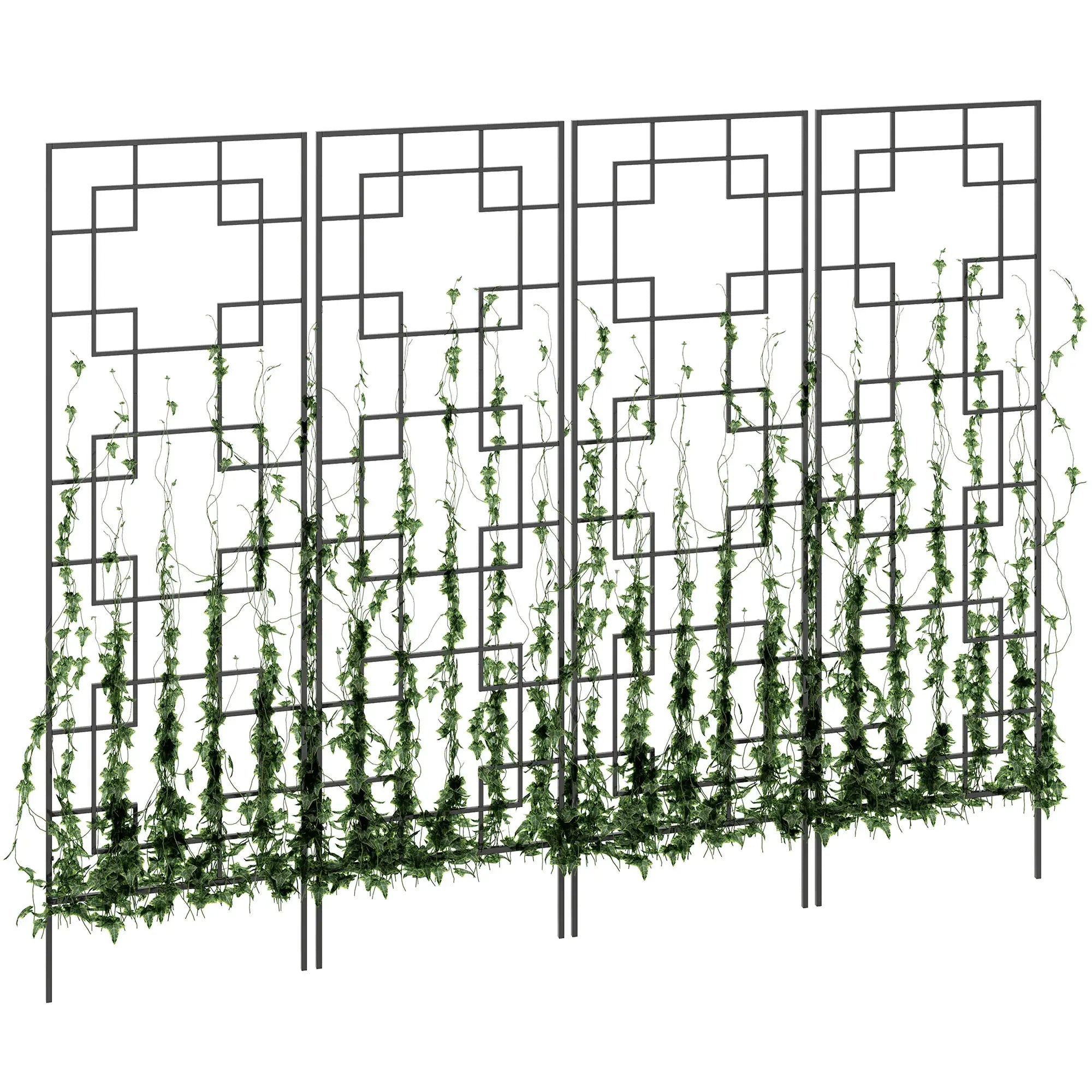 4 Pack Garden Trellis, Metal Grid Panels for Climbing Plants, 72