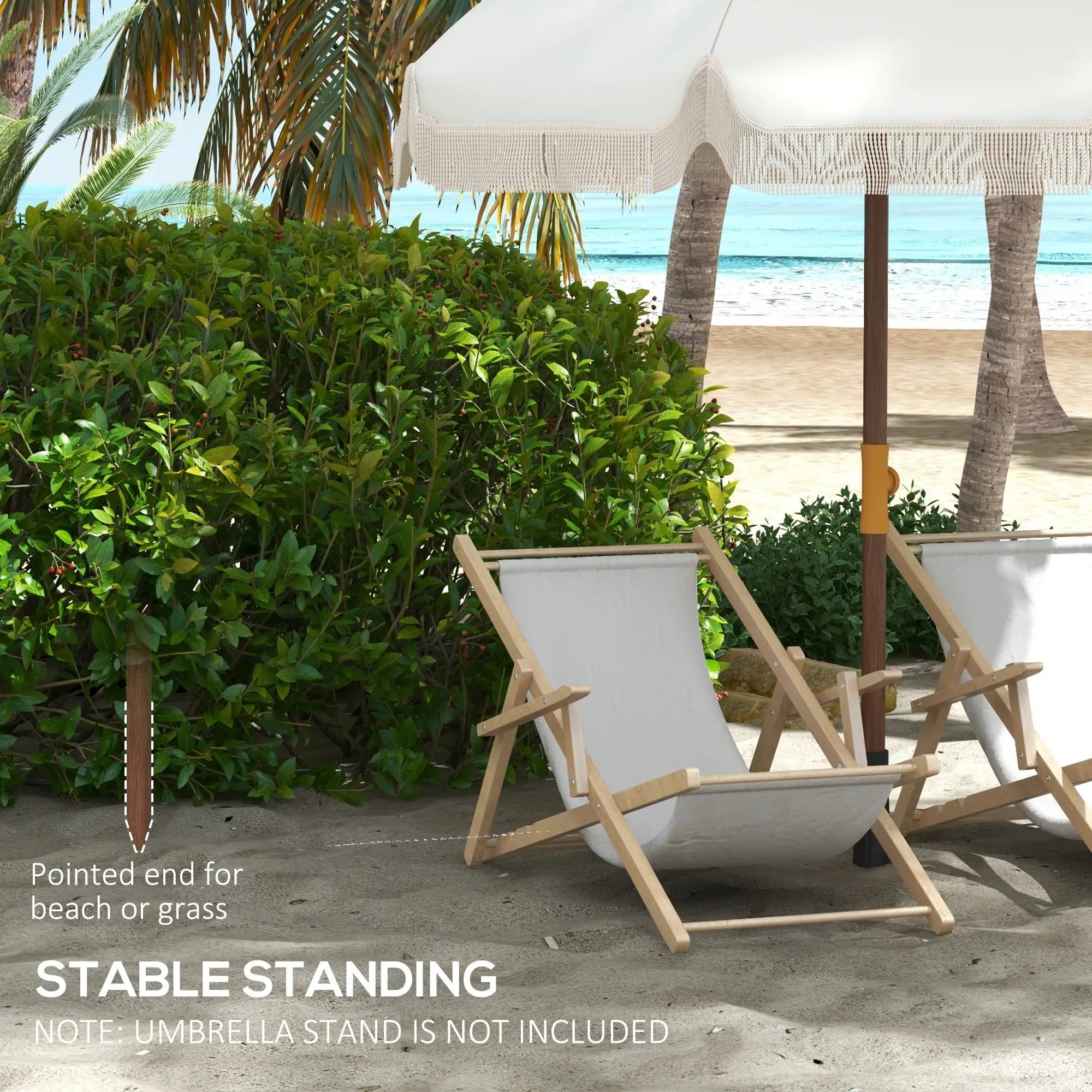 6.2' Travel Beach Umbrella, Vent, Ruffles, Carry Bag, Cream White Beach Umbrellas at Gallery Canada