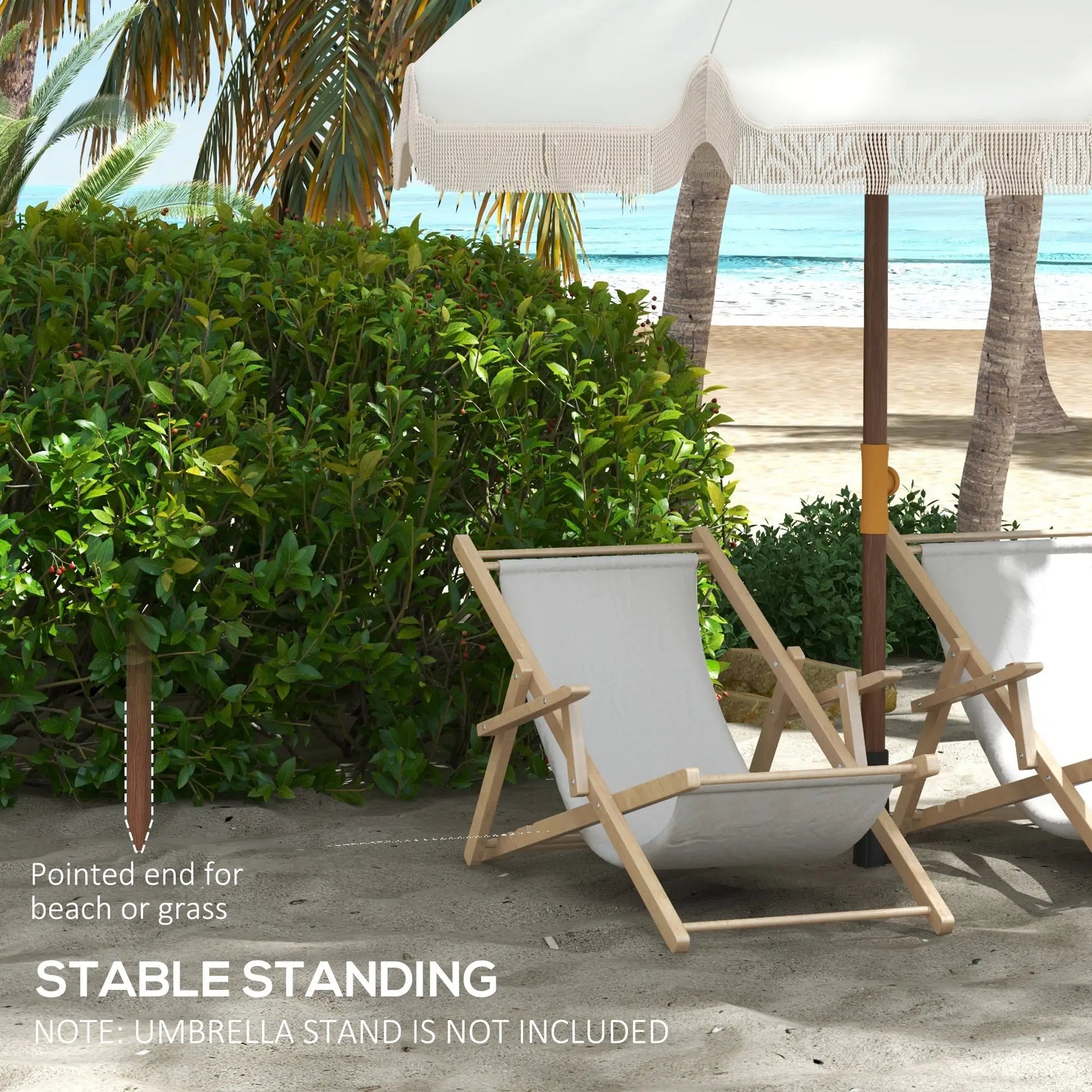 6.2' Travel Beach Umbrella, Vent, Ruffles, Carry Bag, Cream White Beach Umbrellas at Gallery Canada