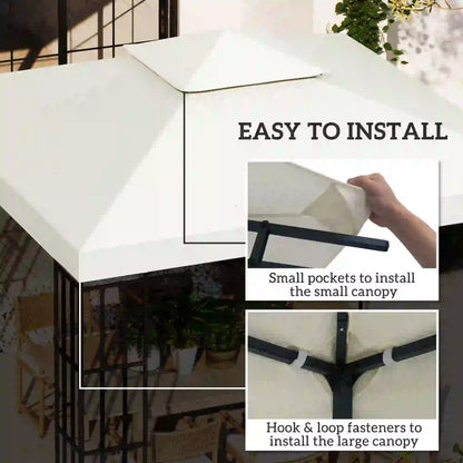 10' x 10' Square 2-Tier Gazebo Canopy, Cream White Gazebo Canopy Replacement at Gallery Canada