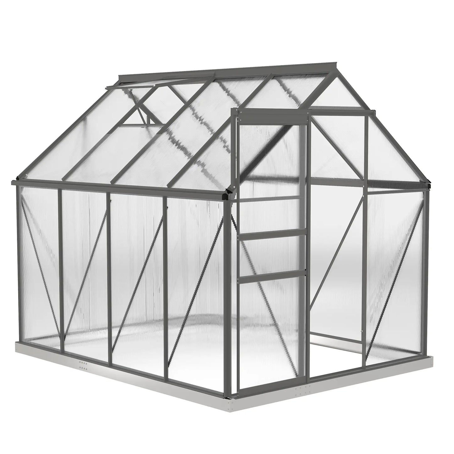 6' x 8' x 6.5' Polycarbonate Greenhouse, Walk-in, Adjustable Roof Vent, Charcoal Grey Walk In Greenhouses Clear, Charcoal Grey at Gallery Canada