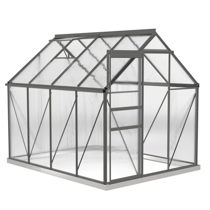 6' x 8' x 6.5' Polycarbonate Greenhouse, Walk-in, Adjustable Roof Vent, Charcoal Grey Walk In Greenhouses Clear, Charcoal Grey at Gallery Canada