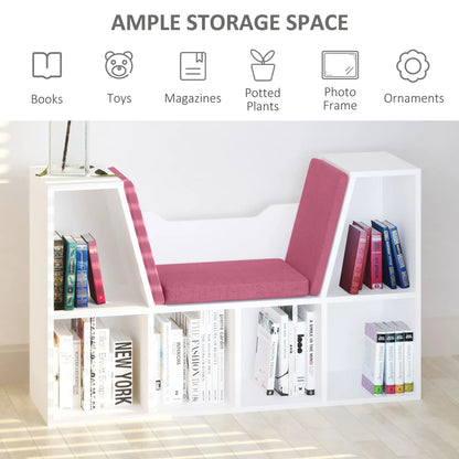 6-Cubby Bookcase with Seat Cushion, Cube Storage Shelf, Pink Small Bookshelves at Gallery Canada