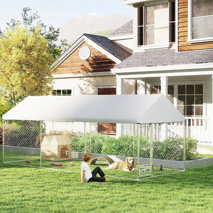 Outdoor Dog Run, Adjustable Bowls, Waterproof Cover, 19.7' x 7.5' x 7.5' Houses, Kennels & Pens at Gallery Canada